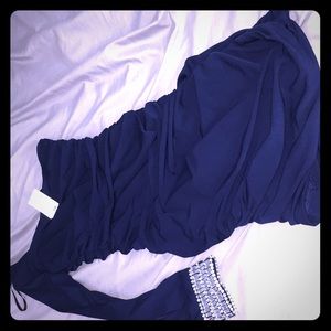 Navy one shoulder dress “Mandee”